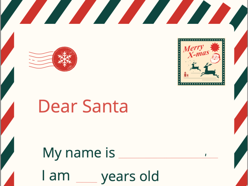 Santa Letter Template for&nbsp;Children